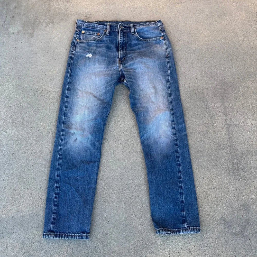 Levi's 522 Slim Taper Jeans Men 33x30 Blue Medium Wash Distressed